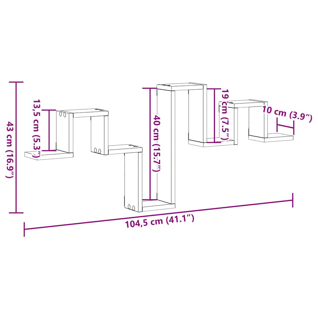 Raft de perete Stejar negru 104,5 x 10 x 43 cm Lemn compozit GartenMobel Dekor