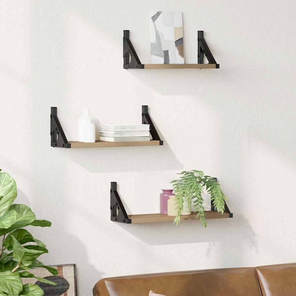 Set rafturi de perete 3 pcs stejar artizanal 37 x 12 x 13 cm GartenMobel Dekor