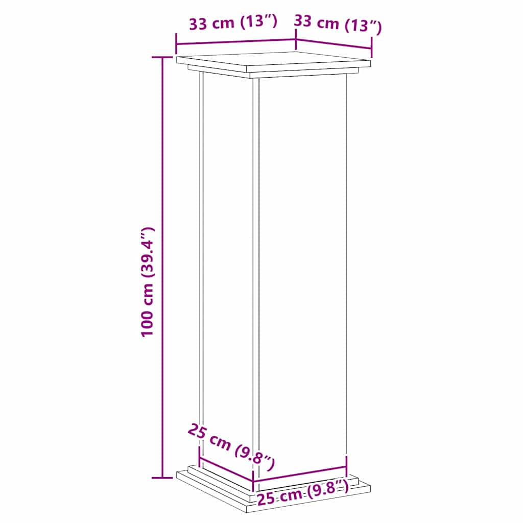 Suport pentru plante Stejar negru 33 x 33 x 100 cm GartenMobel Dekor