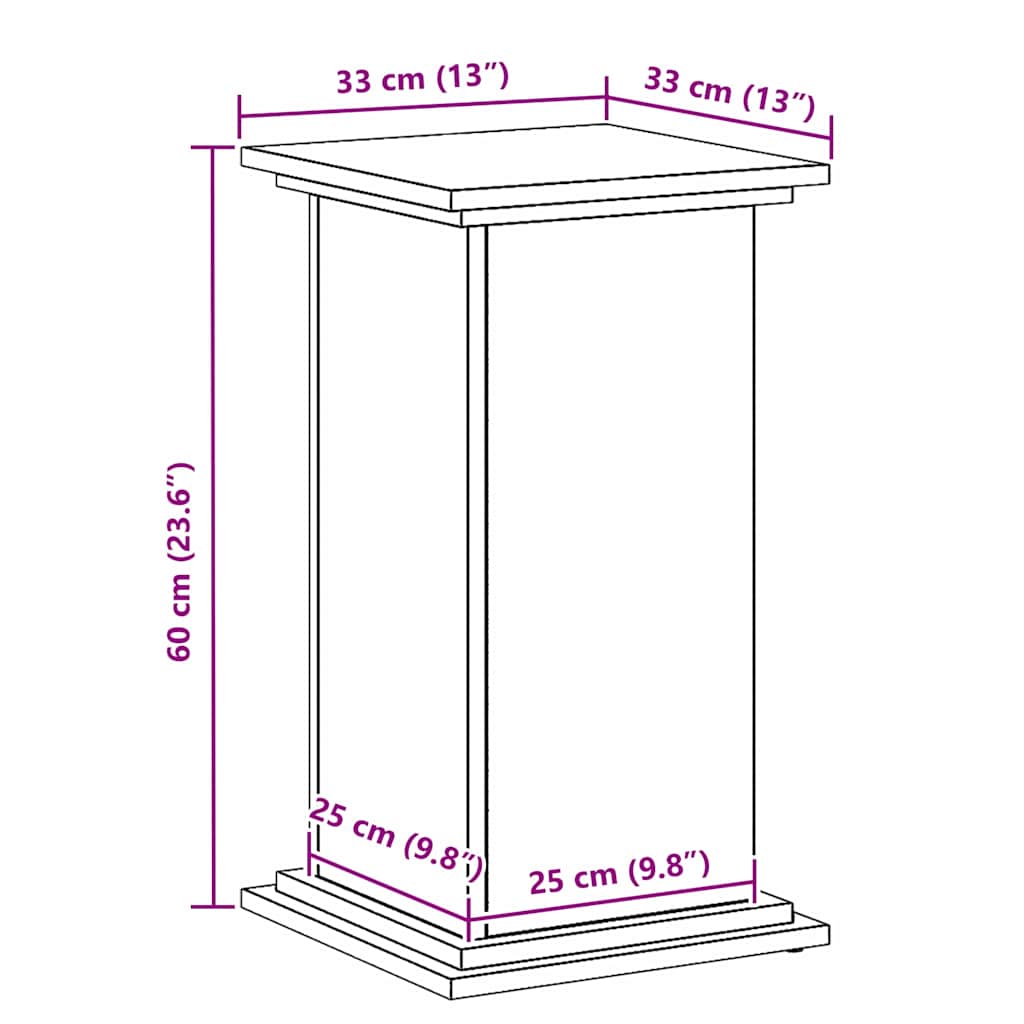 Suport pentru plante Stejar negru 33 x 33 x 60 cm Lemn compozit GartenMobel Dekor