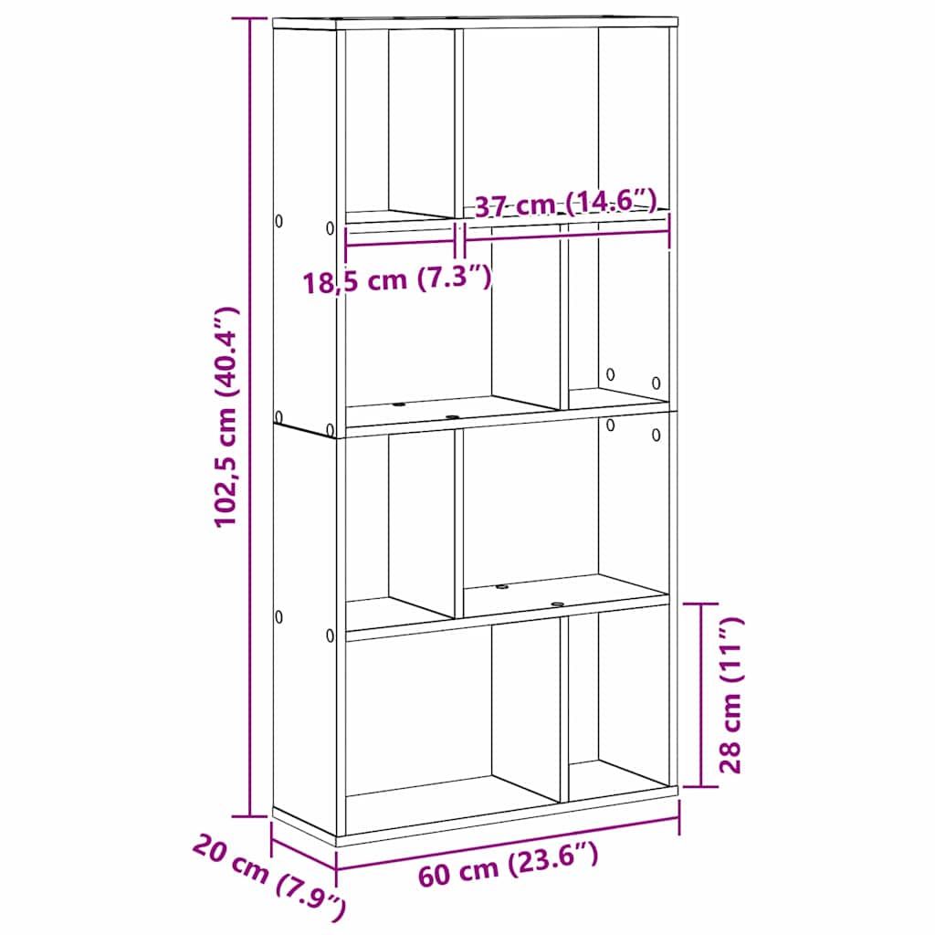 Bibliotecă Stejar negru 60 x 20 x 120 cm Lemn compozit GartenMobel Dekor