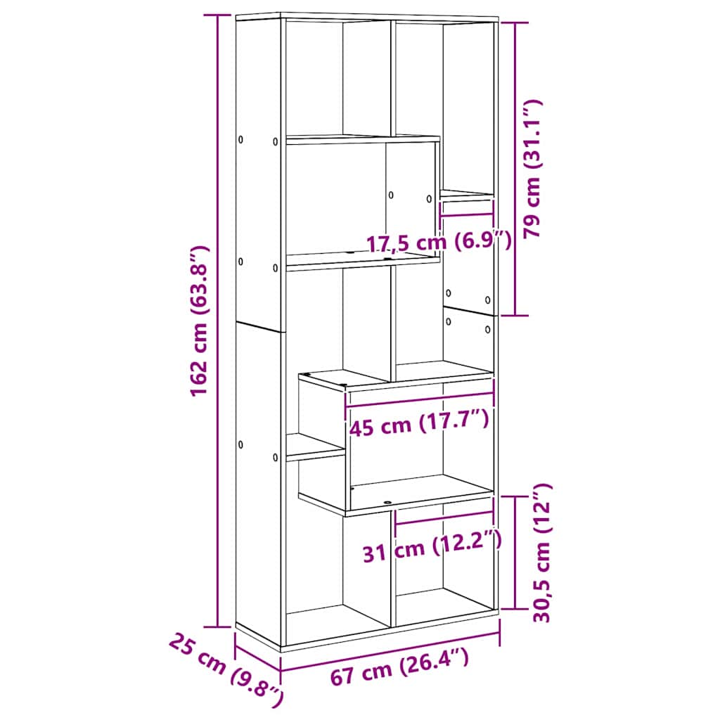 Bibliotecă Stejar negru 67 x 25 x 161.5 cm Lemn compozit GartenMobel Dekor