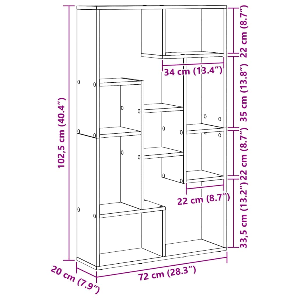 Bibliotecă stejar artizanal 72 x 20 x 120 cm Lemn compozit GartenMobel Dekor