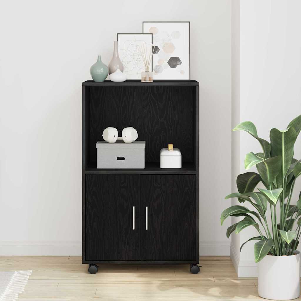 Cabinet cu roți Stejar Negru 55 x 40 x 91 cm Lemn compozit GartenMobel Dekor