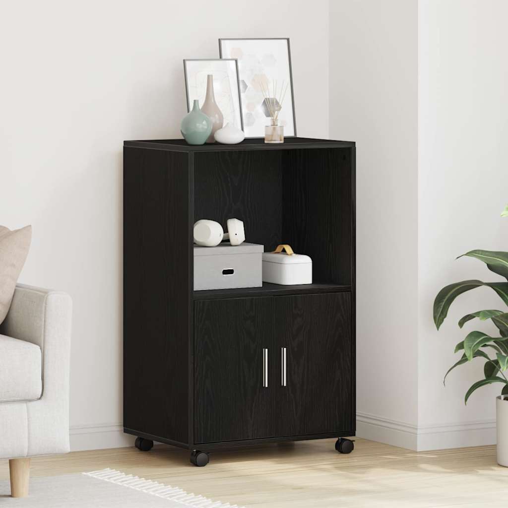 Cabinet cu roți Stejar Negru 55 x 40 x 91 cm Lemn compozit GartenMobel Dekor