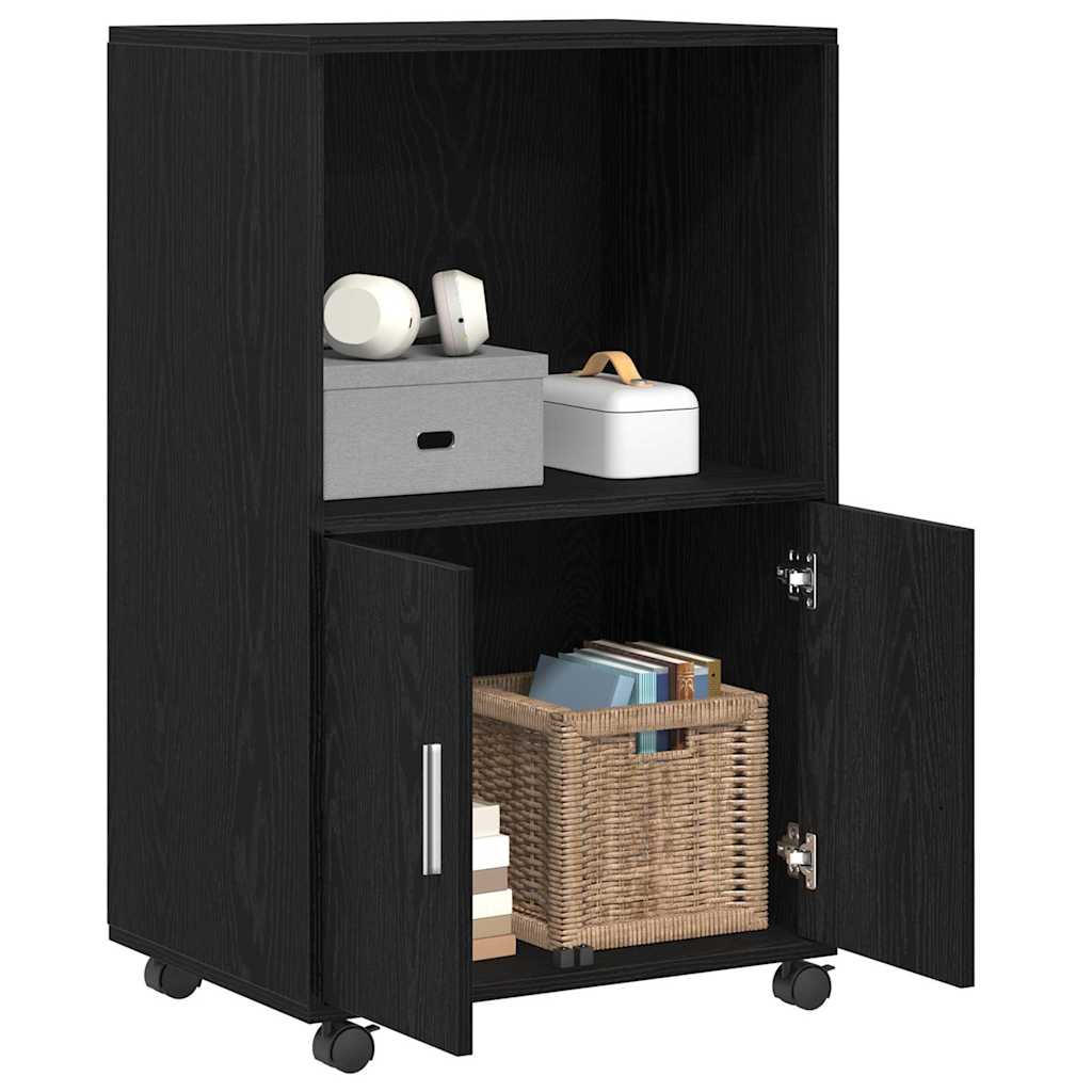 Cabinet cu roți Stejar Negru 55 x 40 x 91 cm Lemn compozit GartenMobel Dekor