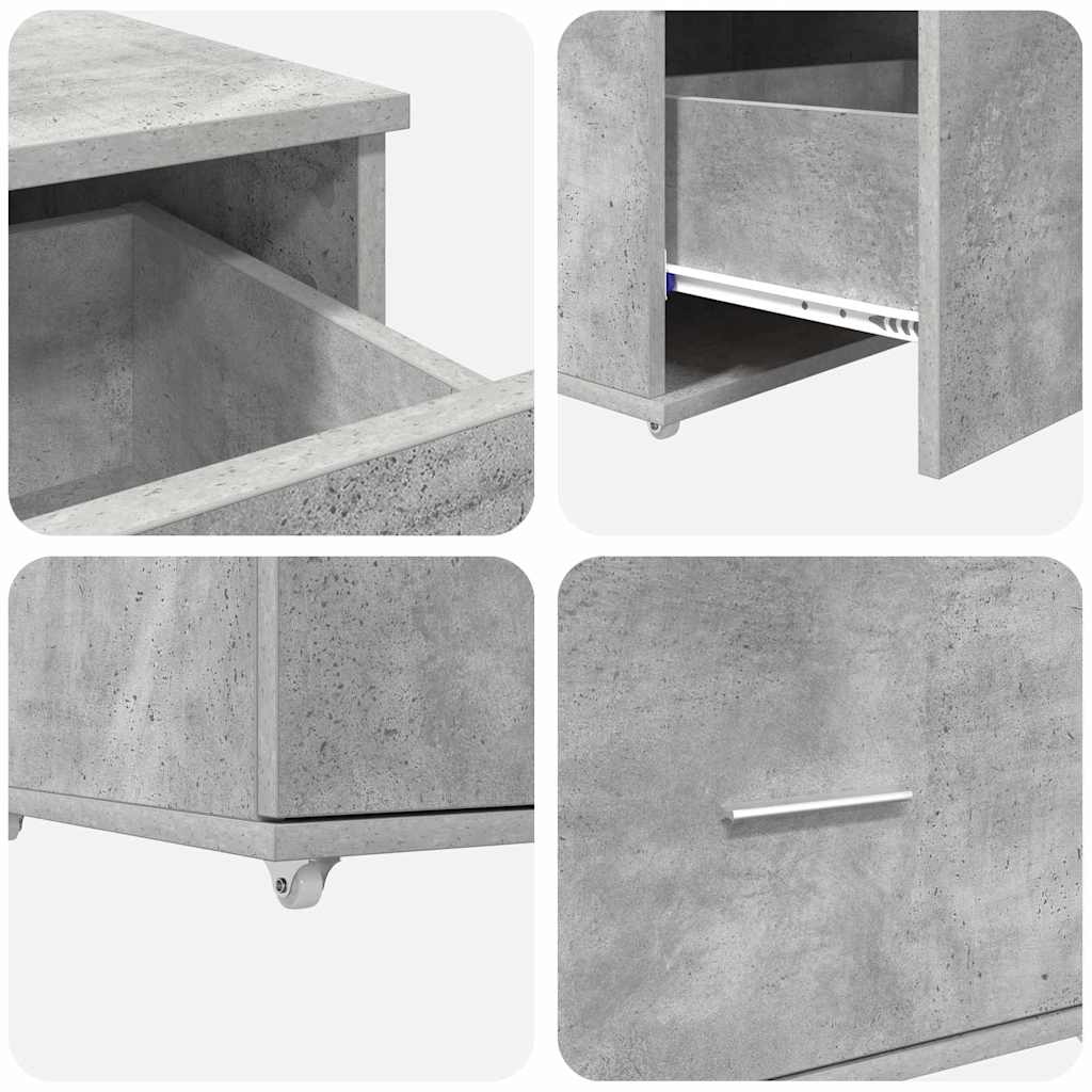 Dulap cu sertare cu roata Gri 55 x 45 x 33.5 cm Lemn compozit GartenMobel Dekor
