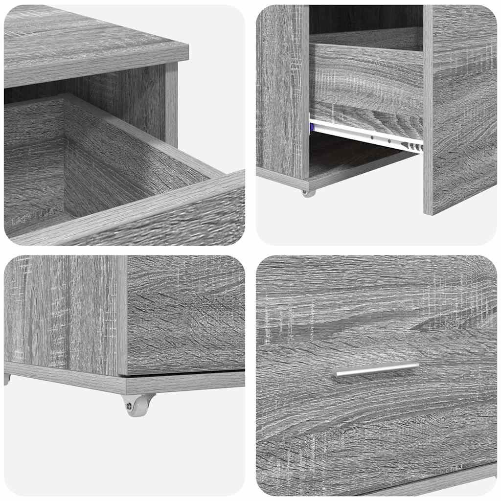 Dulap cu sertare cu roata Gri 55 x 45 x 33.5 cm Lemn compozit GartenMobel Dekor