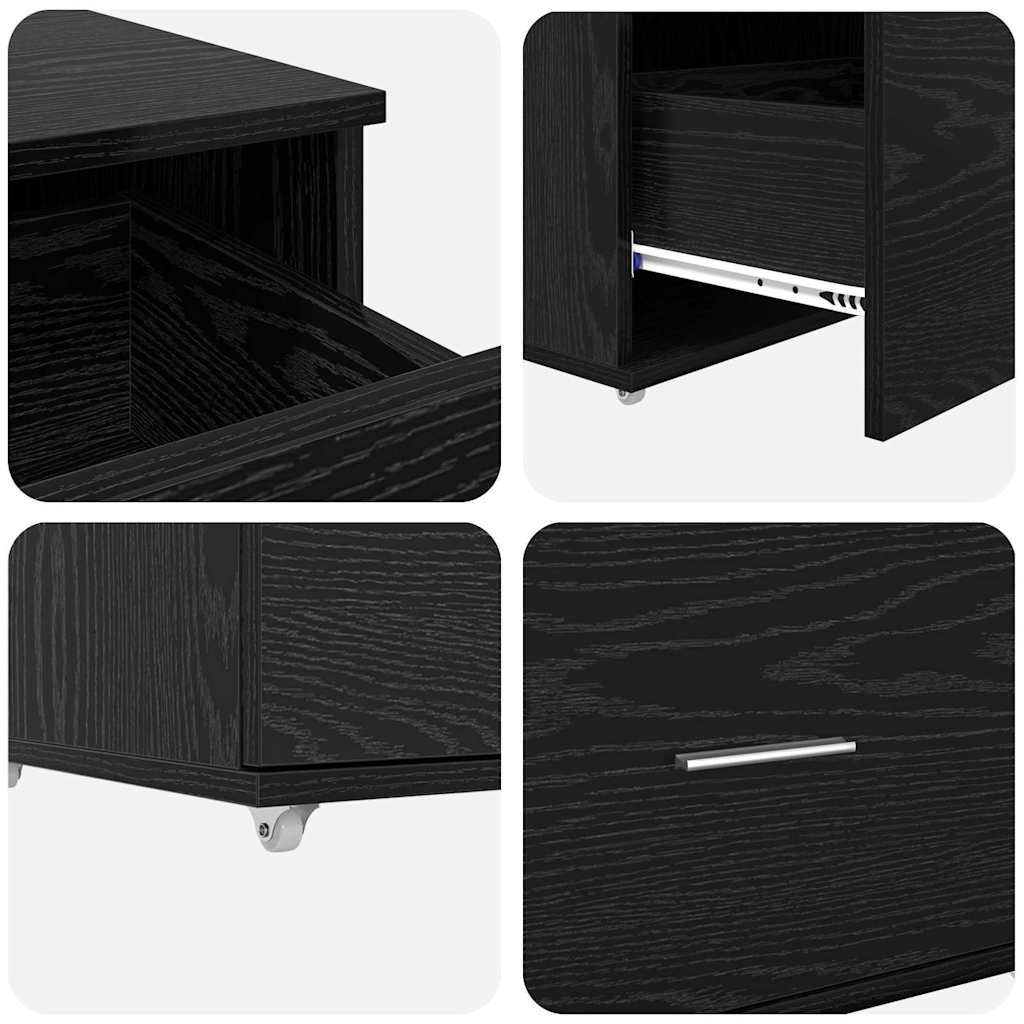 Dulap cu sertare cu roata Negru 55 x 45 x 33.5 cm Lemn compozit GartenMobel Dekor