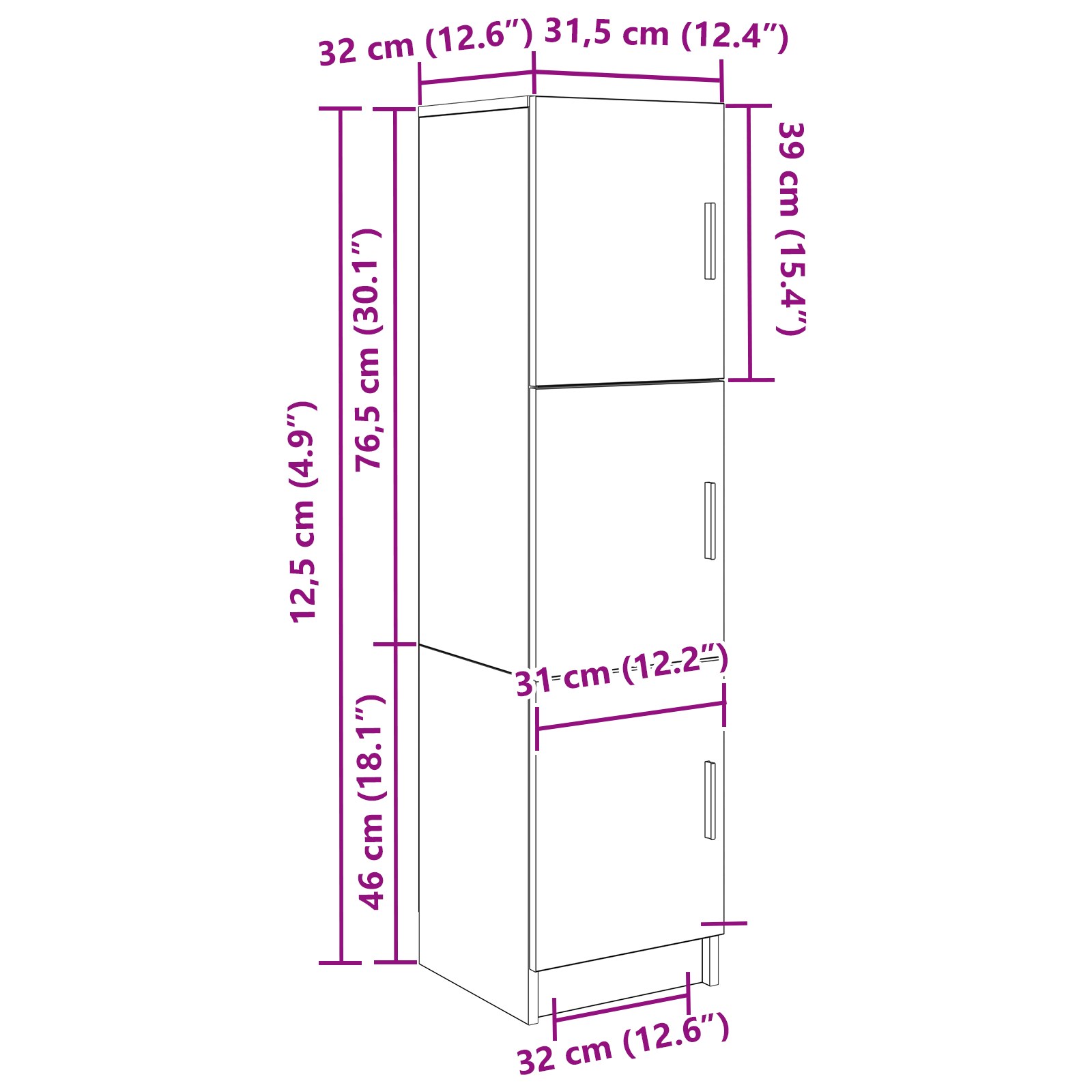 Highboard sonoma gri 31.5 x 32 x 124 cm Lemn compozit GartenMobel Dekor