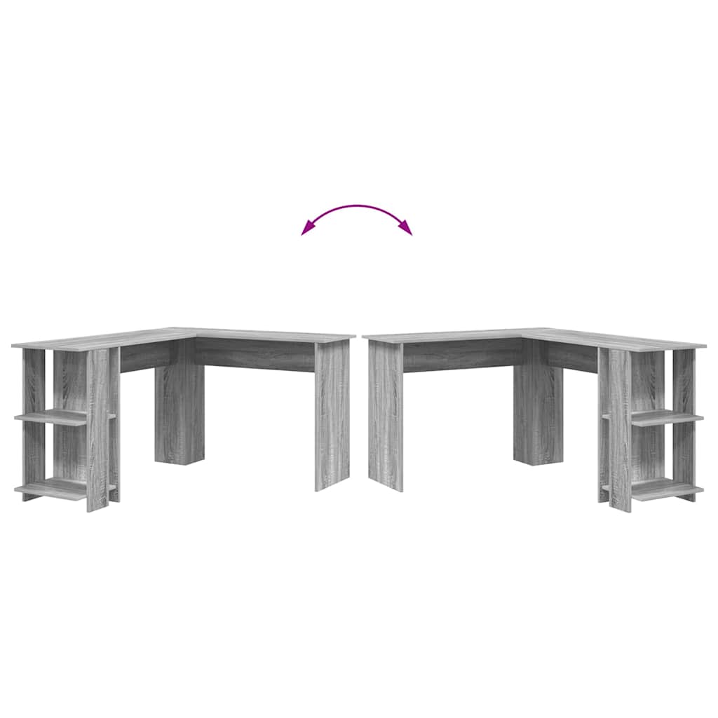 Birou Colțar cu Depozitare Gri Sonoma 140 x 113.5 x 75 cm GartenMobel Dekor