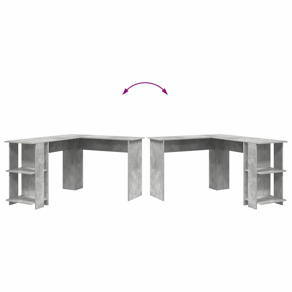 Birou Colțar cu Depozitare Gri beton 140 x 113.5 x 75 cm GartenMobel Dekor