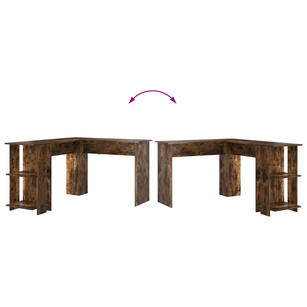 Birou Colțar cu Depozitare Stejar fumuriu 140 x 113.5 x 75 cm GartenMobel Dekor