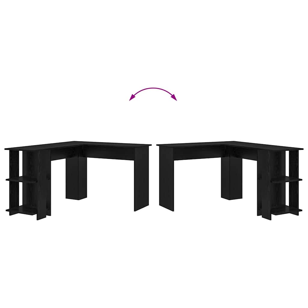 Birou de Colț cu Stocare Stejar negru 140 x 113.5 x 75 cm GartenMobel Dekor