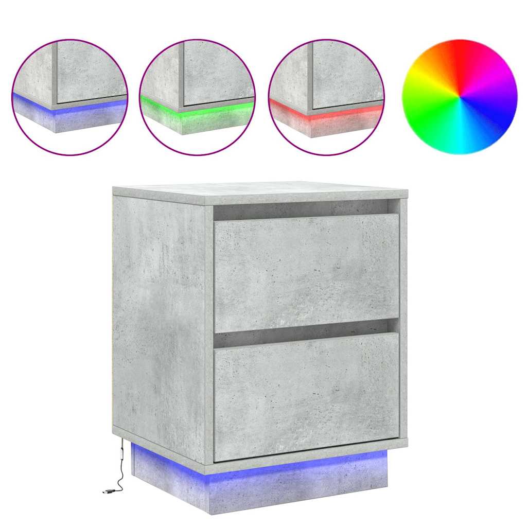 Dulap de noapte 2 pcs Gri beton 39 x 34.5 x 50 cm Lemn compozit GartenMobel Dekor