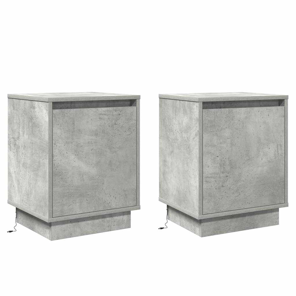 Dulap de noapte 2 pcs Gri beton 39 x 34.5 x 50 cm Lemn compozit GartenMobel Dekor