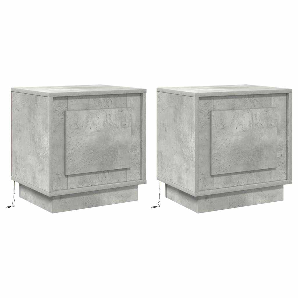 Dulap de noapte 2 pcs Gri beton 44 x 34.5 x 45 cm Lemn compozit GartenMobel Dekor