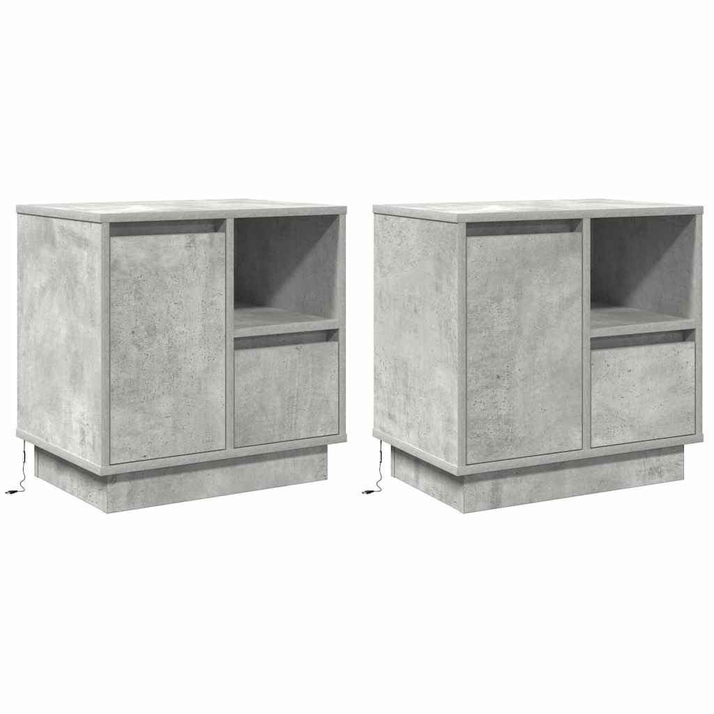 Dulap de noapte 2 pcs Gri beton 50 x 34.5 x 50 cm Lemn compozit GartenMobel Dekor