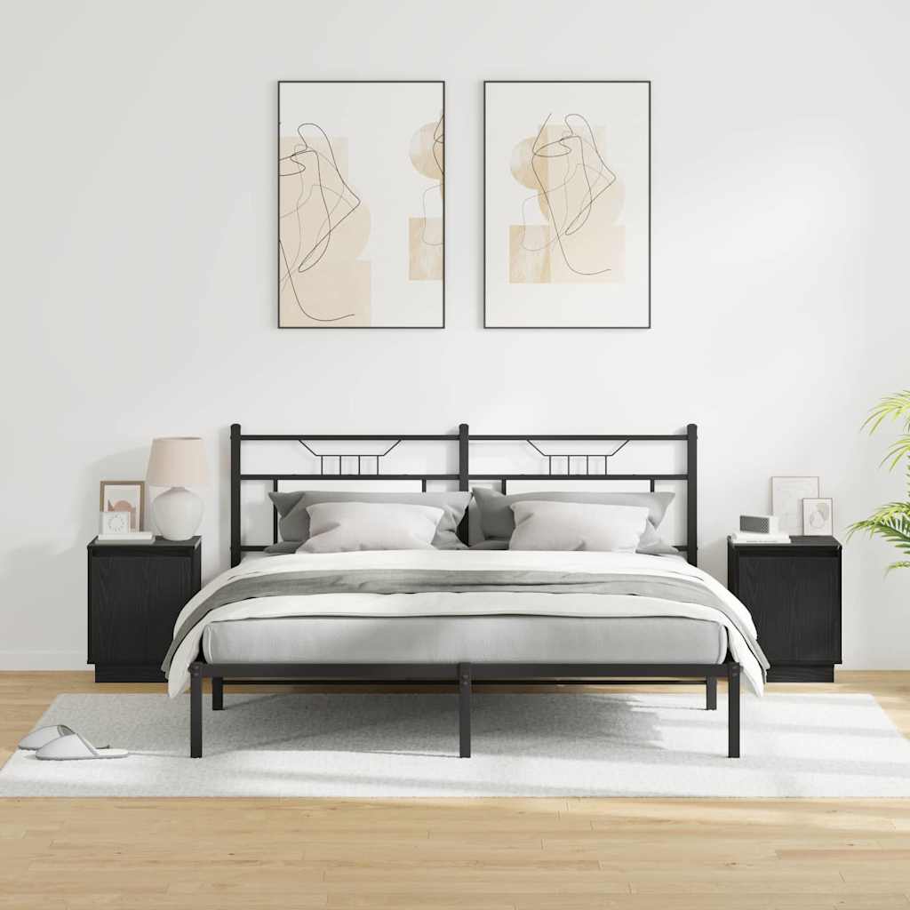 Dulap de noapte cu 2 pcs Negru 39 x 34.5 x 50 cm Lemn compozit GartenMobel Dekor