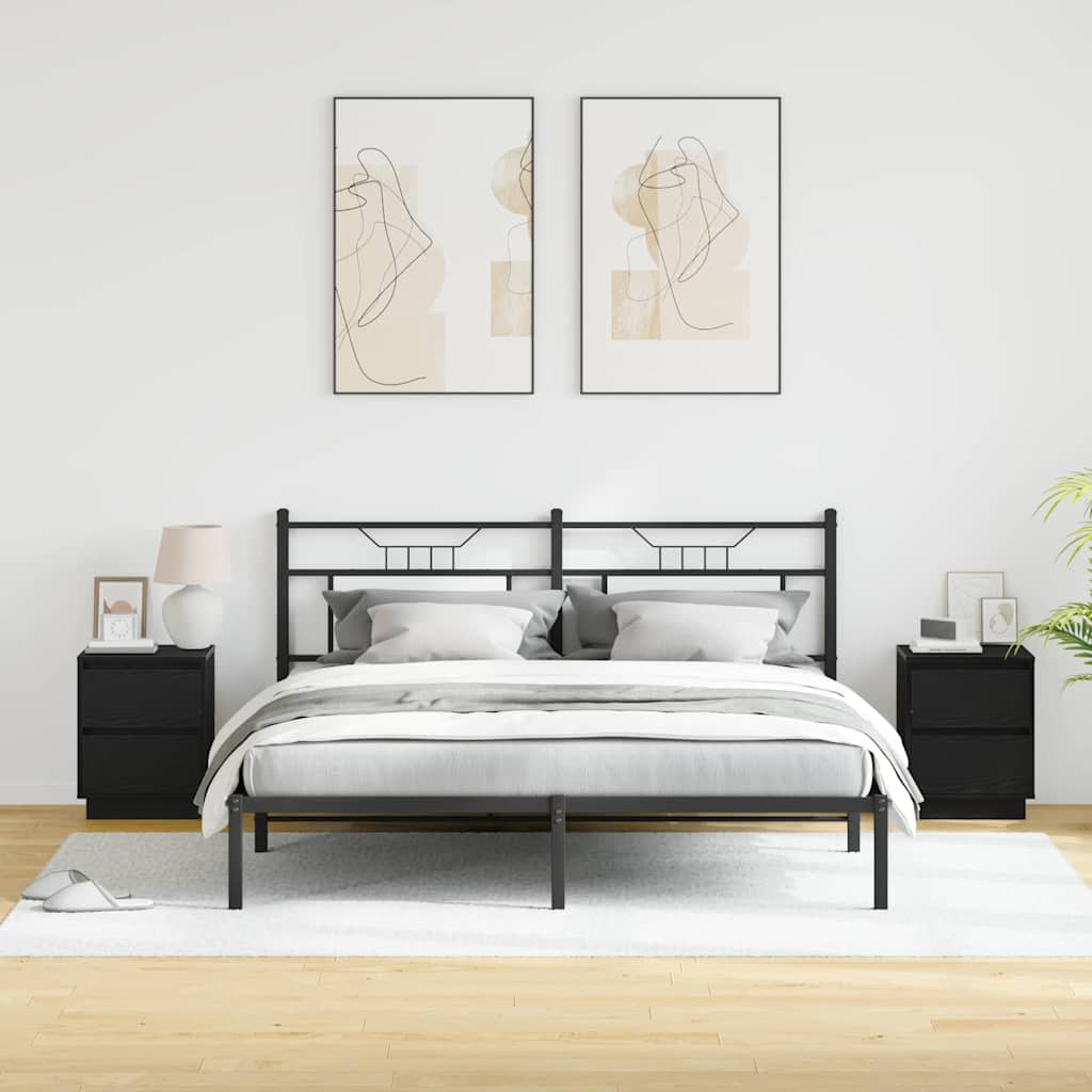 Dulap de noapte cu 2 pcs Negru 39 x 34.5 x 50 cm Lemn compozit GartenMobel Dekor