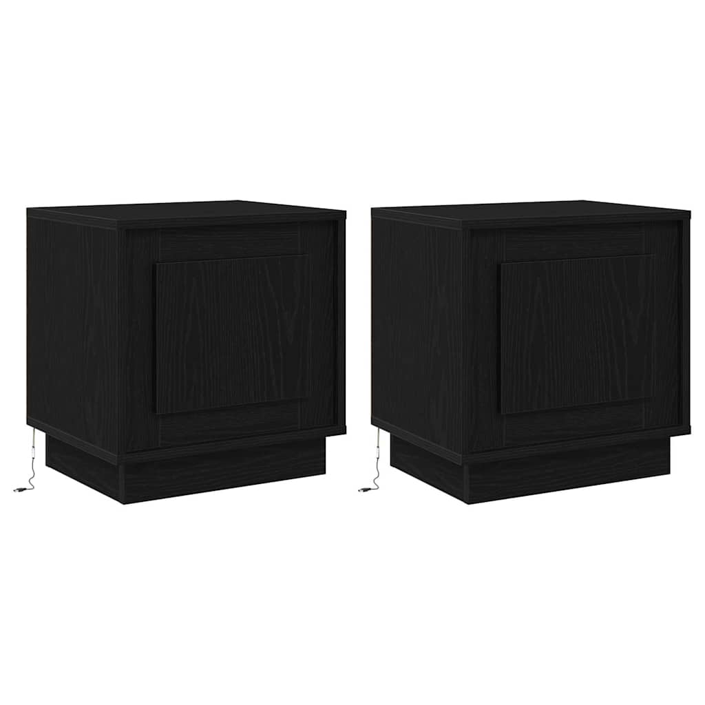 Dulap de noapte cu 2 pcs Negru 44 x 34.5 x 45 cm Lemn compozit GartenMobel Dekor
