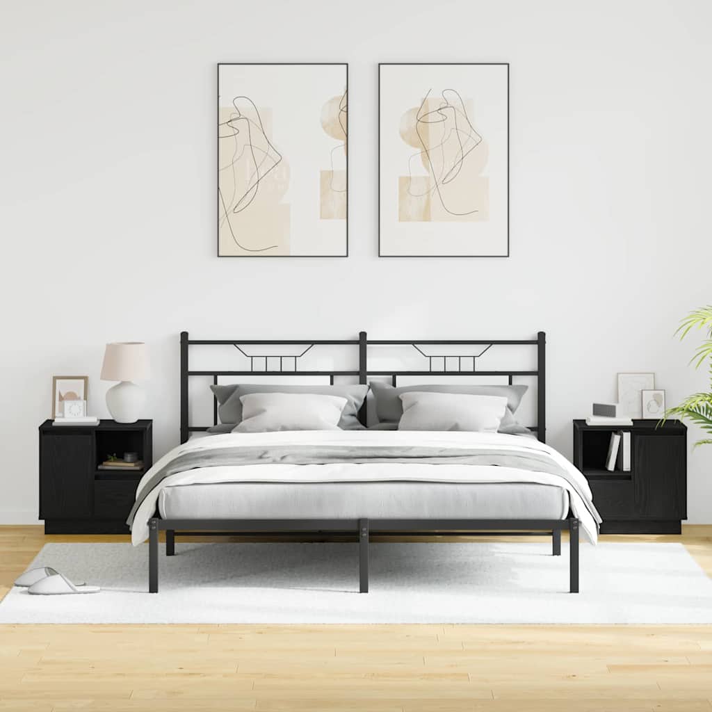 Dulap de noapte cu 2 pcs Negru 50 x 34.5 x 50 cm Lemn compozit GartenMobel Dekor