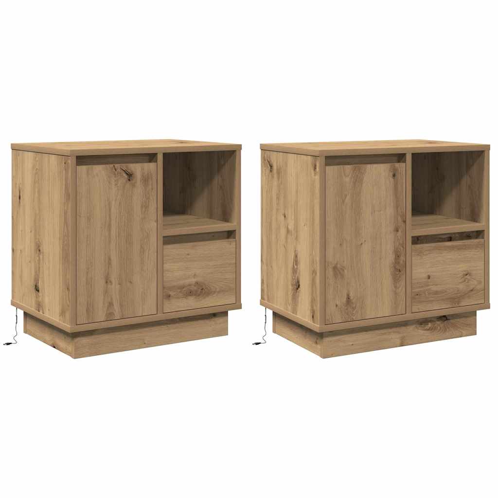Dulap de noapte cu 2 pcs stejar artizanal 50 x 34.5 x 50 cm GartenMobel Dekor