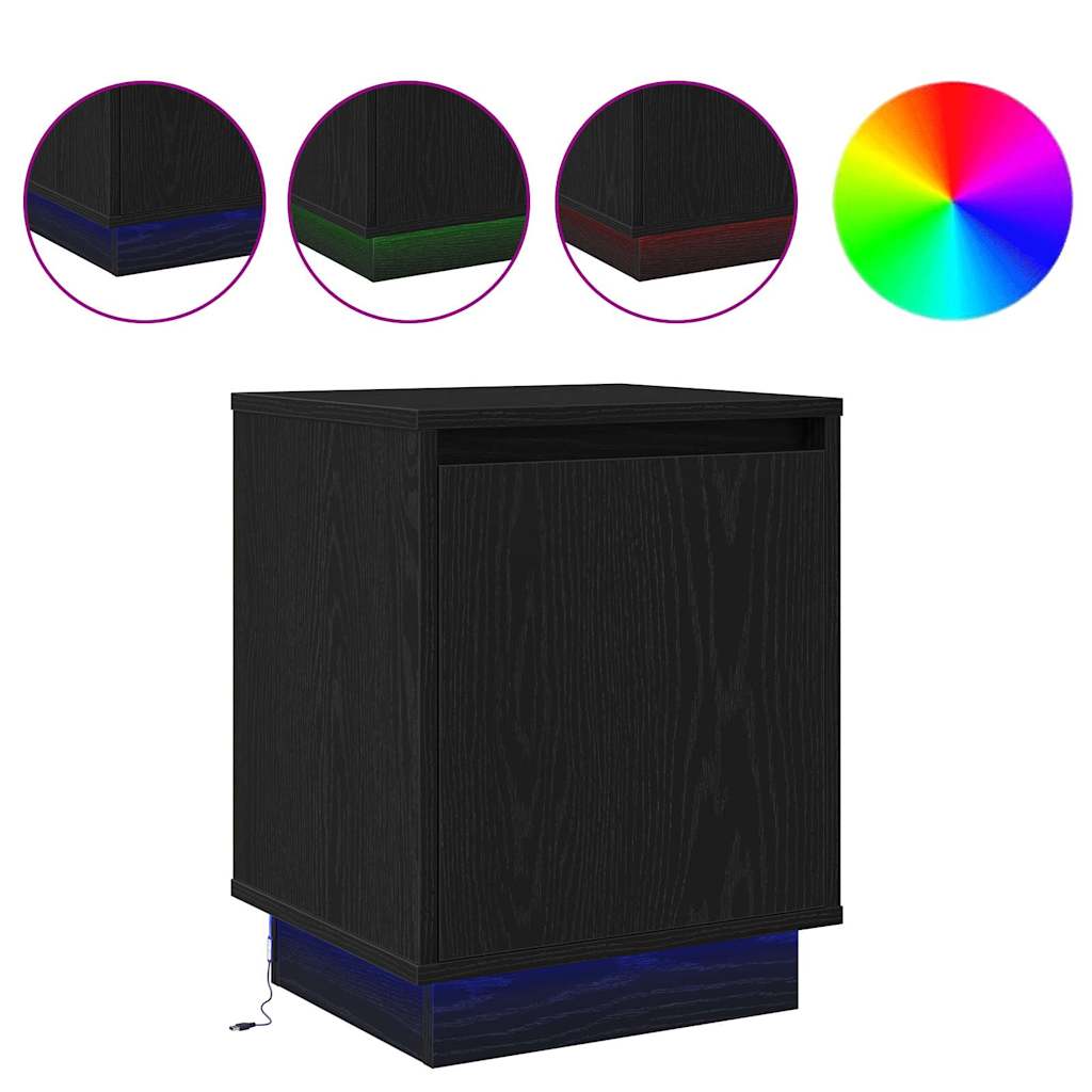 Dulap de noapte cu Negru 39 x 34.5 x 50 cm Lemn compozit GartenMobel Dekor