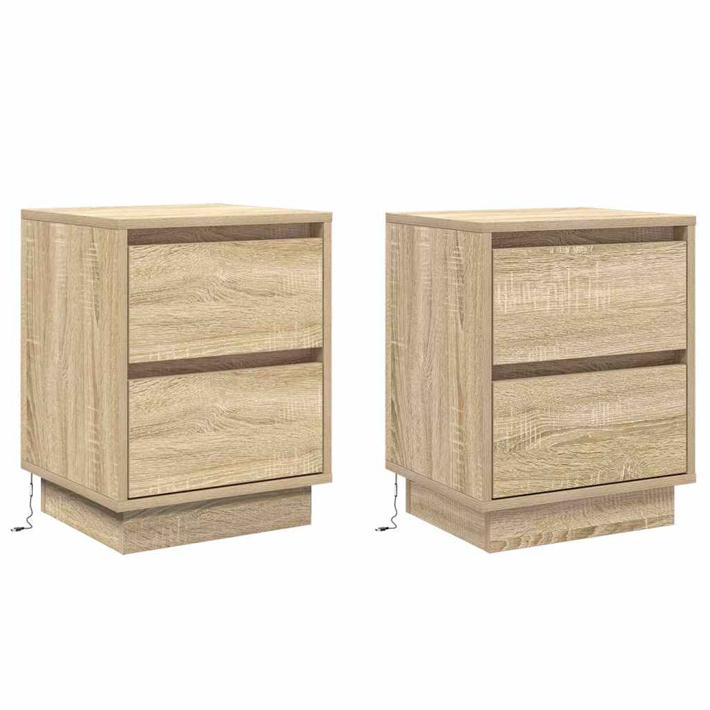 Dulap de noapte cu sertar 2 pcs Stejar sonoma 39 x 34.5 x 50 cm GartenMobel Dekor
