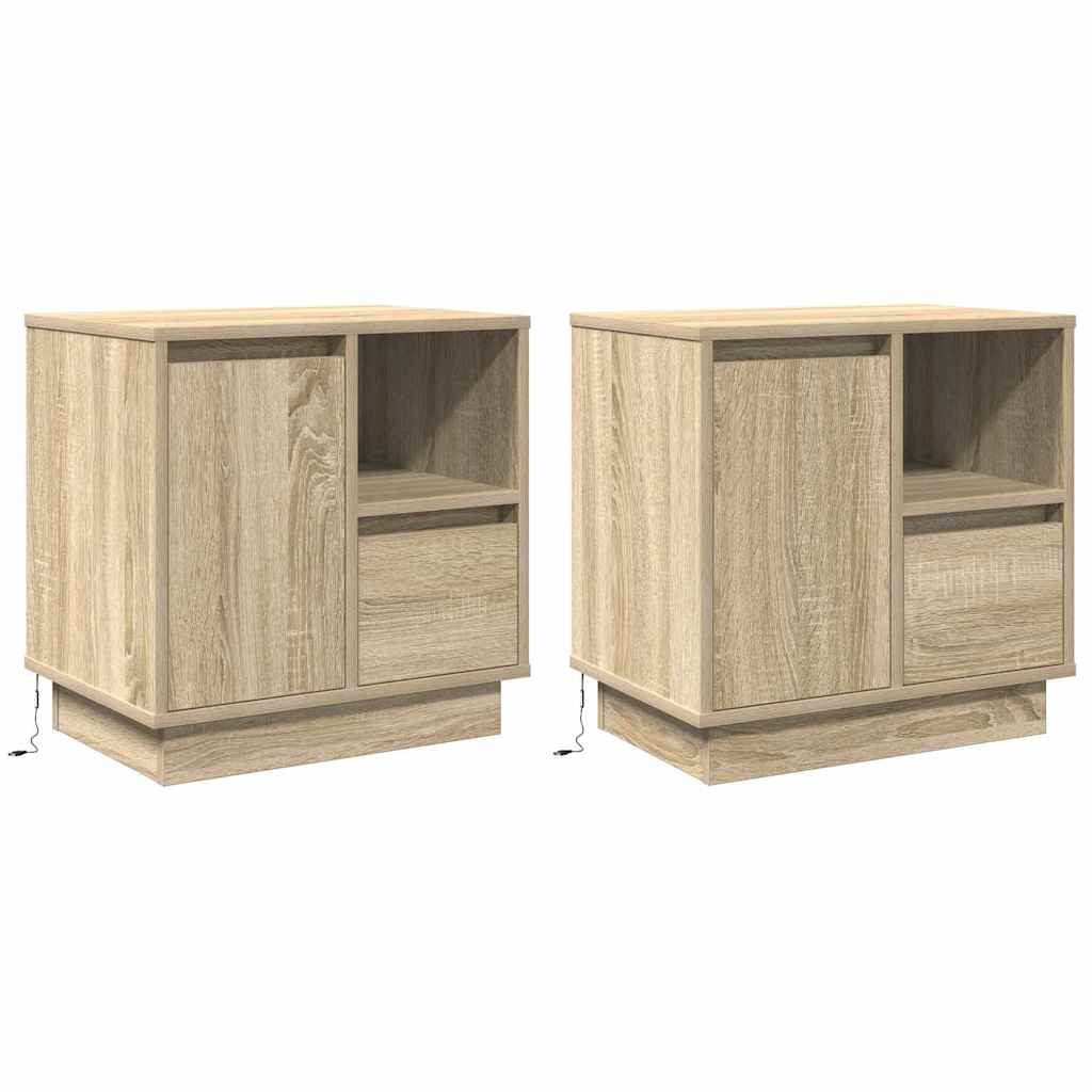 Dulap de noapte cu sertar 2 pcs Stejar sonoma 50 x 34.5 x 50 cm GartenMobel Dekor