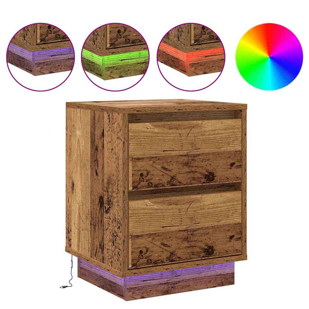 Dulap de noapte cu sertar cu 2 pcs Lemn Vechi 39 x 34.5 x 50 cm GartenMobel Dekor