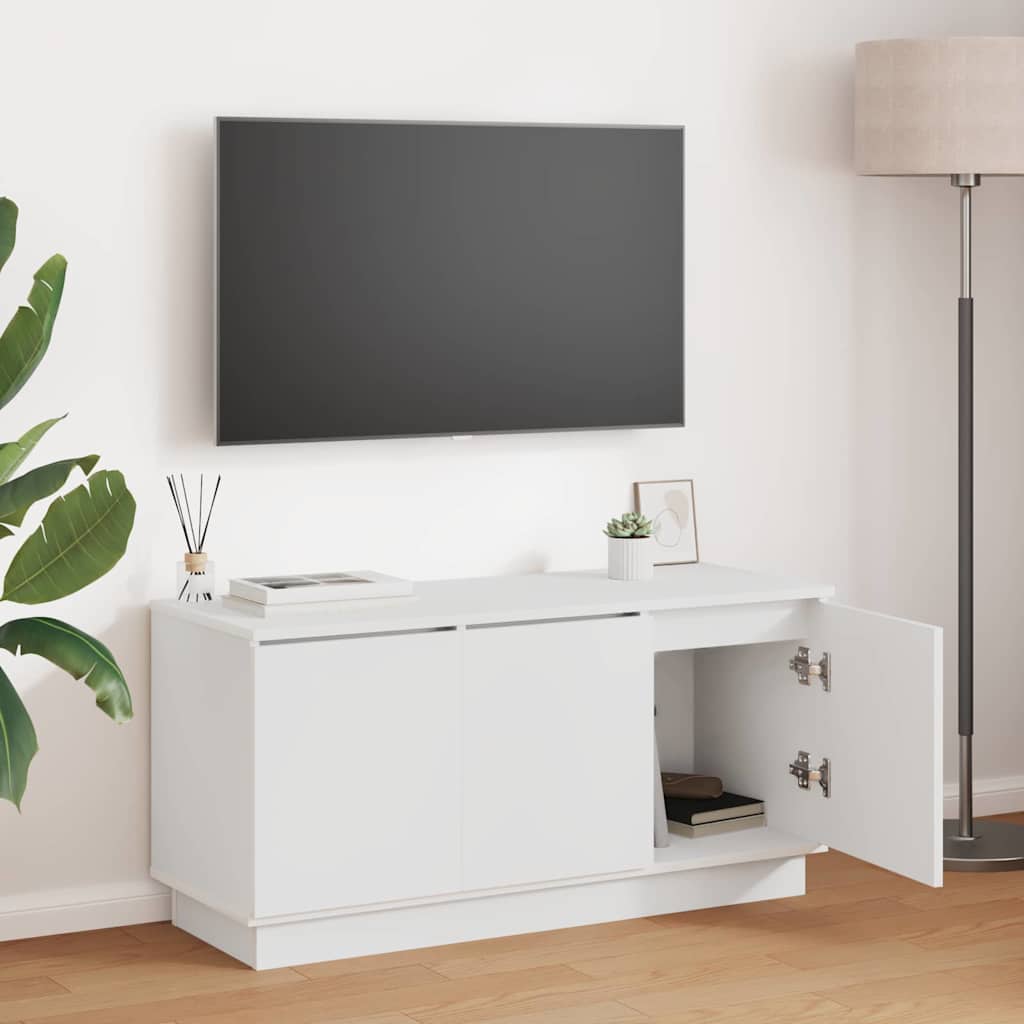 Cabinet TV cu LED Alb 100 x 38 x 49 cm Lemn compozit GartenMobel Dekor