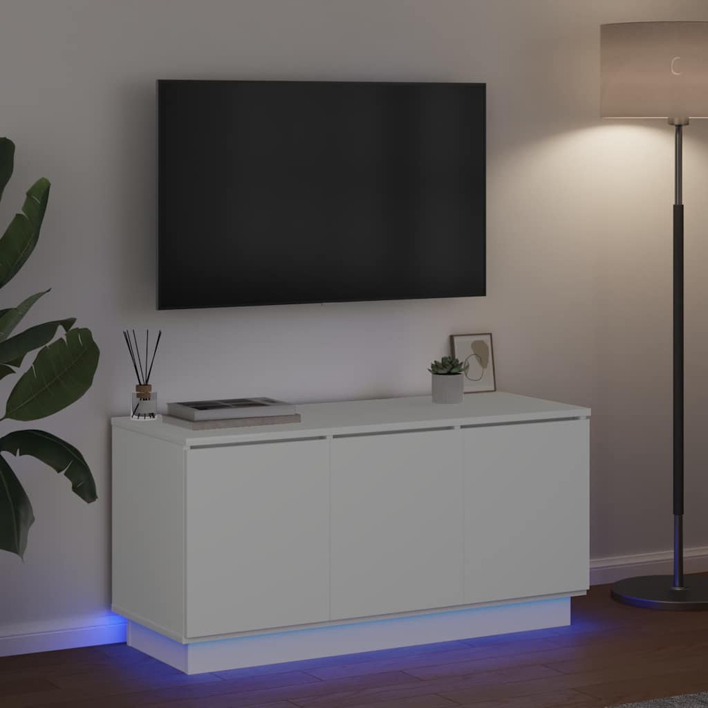 Cabinet TV cu LED Alb 100 x 38 x 49 cm Lemn compozit GartenMobel Dekor