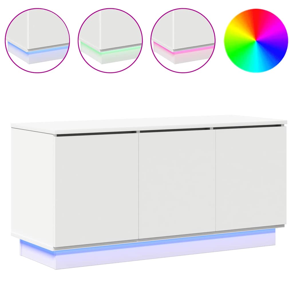 Cabinet TV cu LED Alb 100 x 38 x 49 cm Lemn compozit GartenMobel Dekor