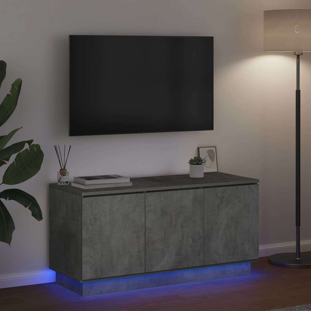 Cabinet TV cu LED Gri beton 100 x 38 x 49 cm Lemn compozit GartenMobel Dekor