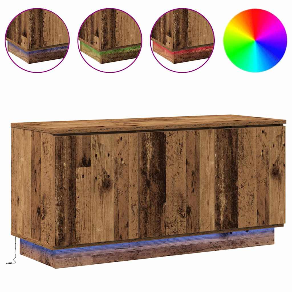 Cabinet TV cu LED Lemn Vechi 100 x 38 x 49 cm Lemn compozit GartenMobel Dekor