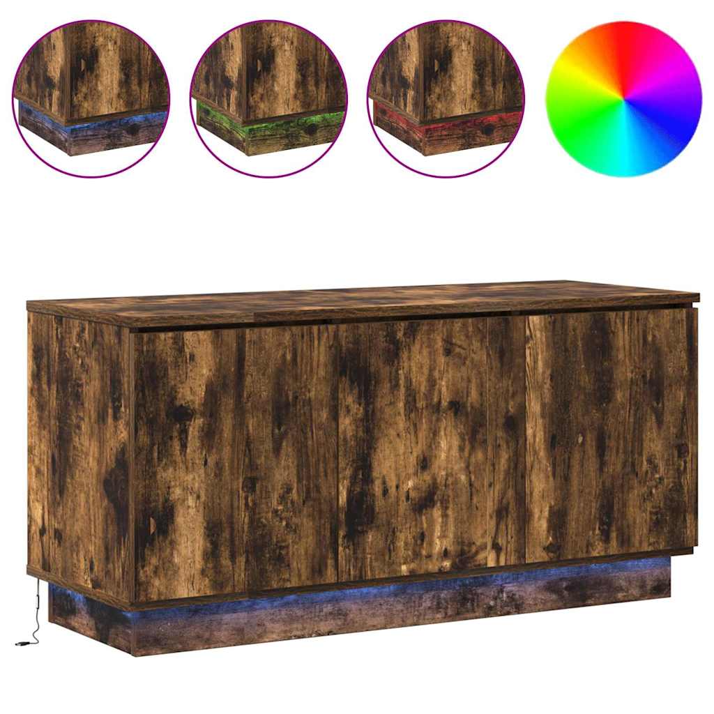 Cabinet TV cu LED Stejar afumat 100 x 38 x 49 cm Lemn compozit GartenMobel Dekor