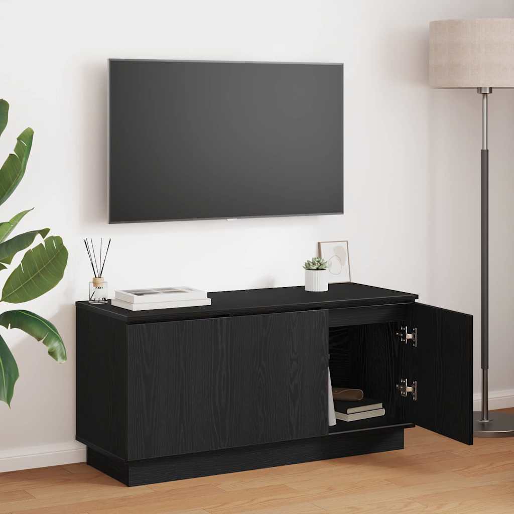 Cabinet TV cu LED Stejar negru 100 x 38 x 49 cm Lemn compozit GartenMobel Dekor