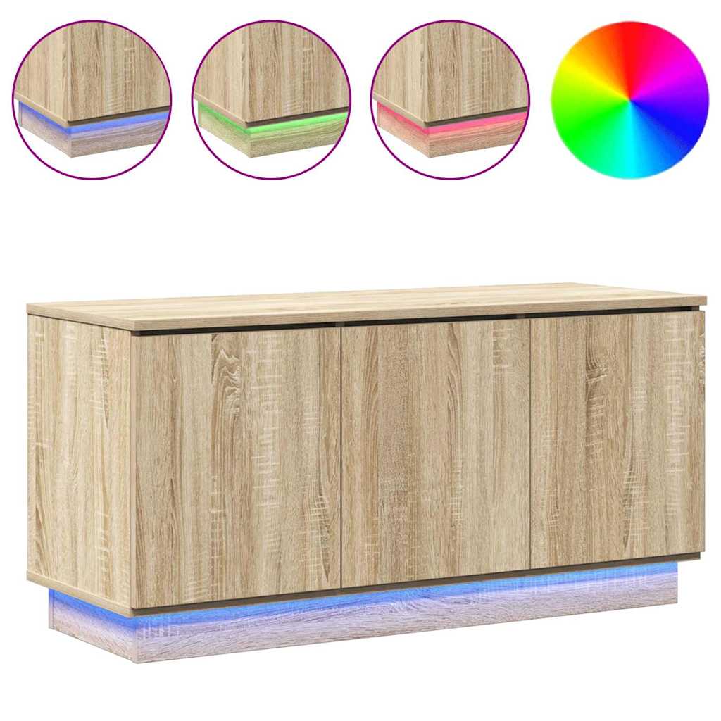 Cabinet TV cu LED Stejar sonoma 100 x 38 x 49 cm Lemn compozit GartenMobel Dekor