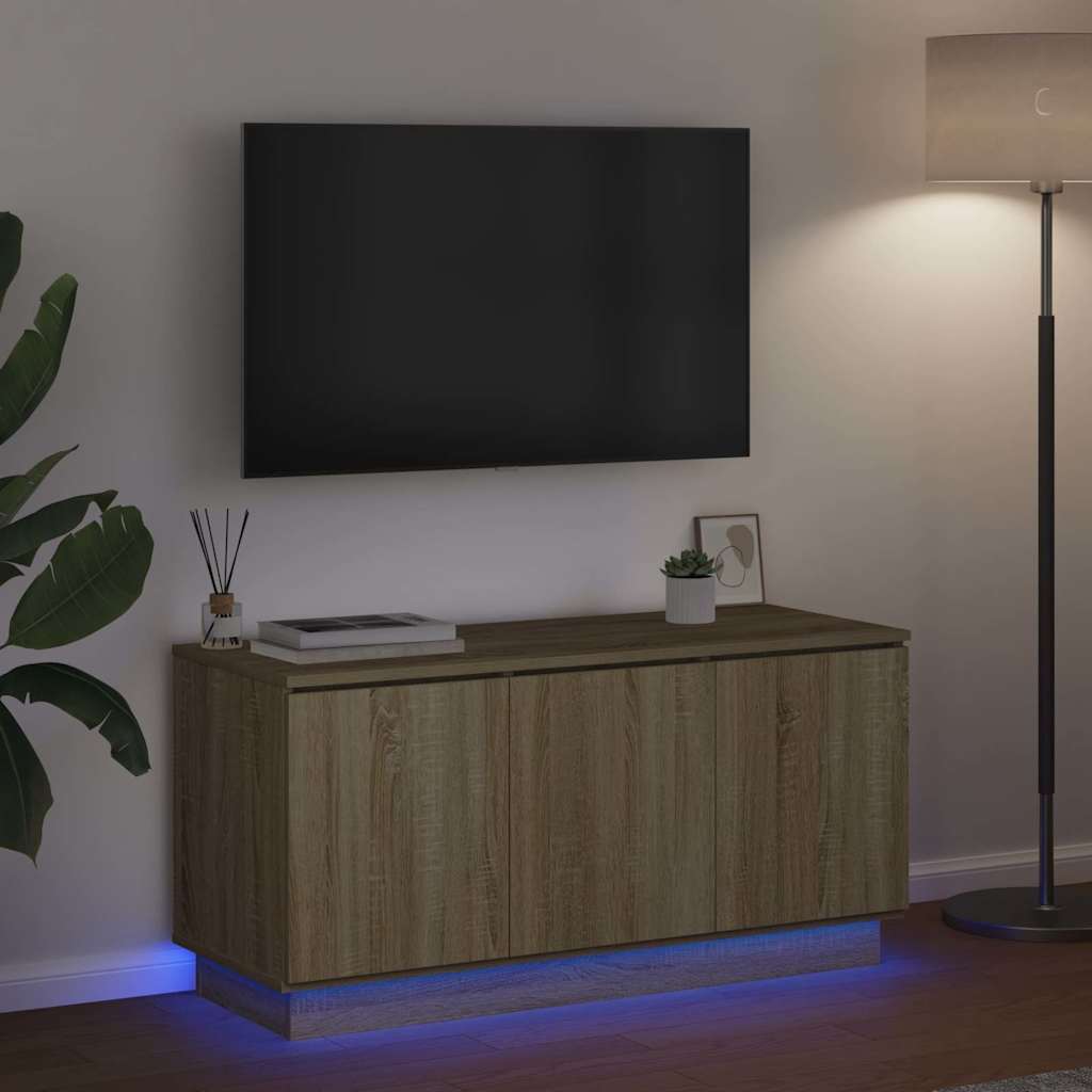Cabinet TV cu LED Stejar sonoma 100 x 38 x 49 cm Lemn compozit GartenMobel Dekor