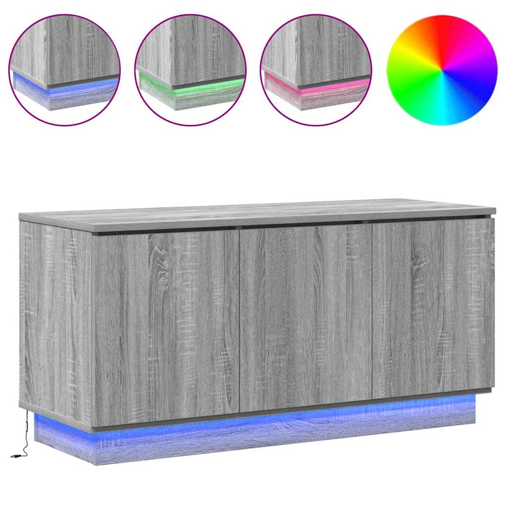Cabinet TV cu LED sonoma gri 100 x 38 x 49 cm Lemn compozit GartenMobel Dekor