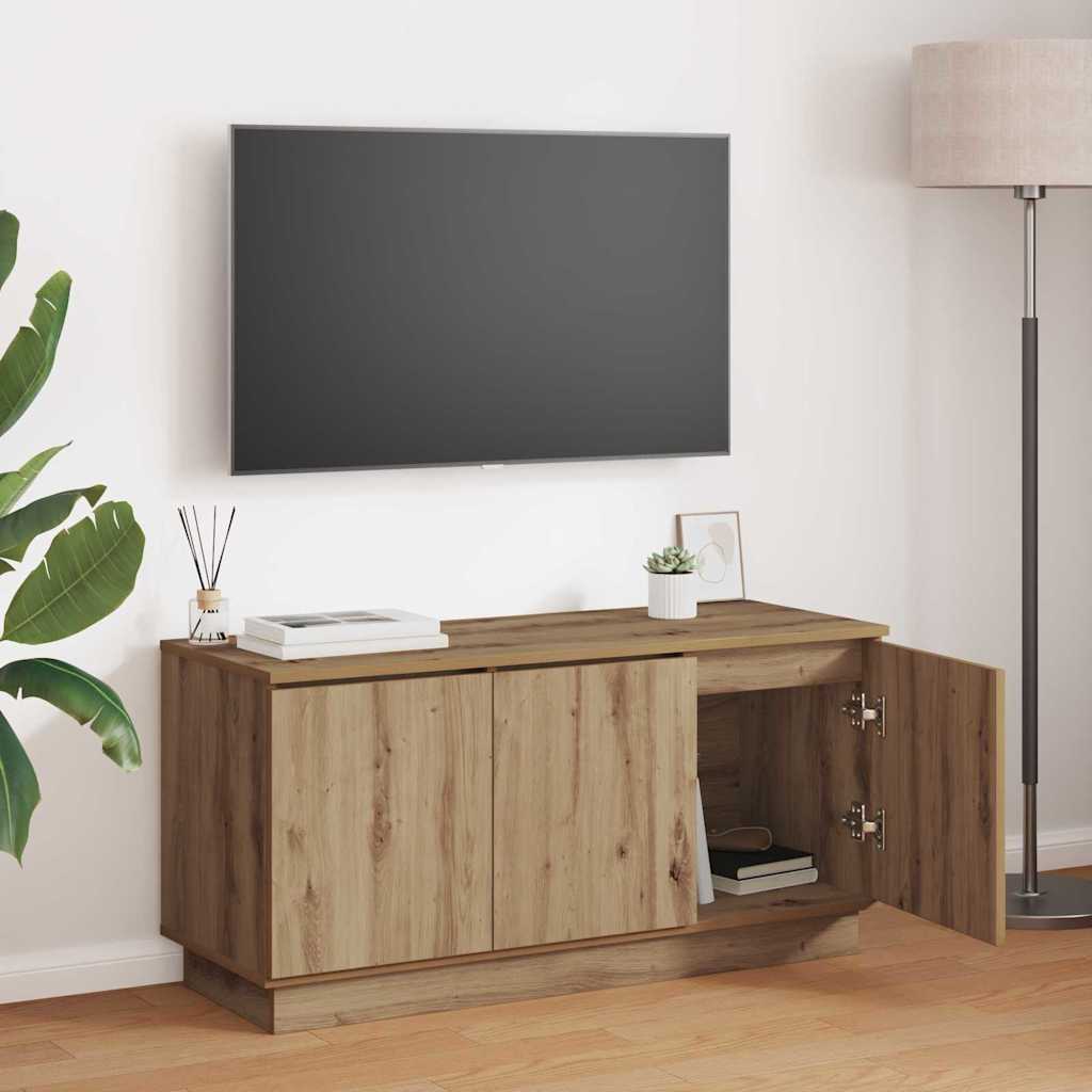 Cabinet TV cu LED stejar artizanal 100 x 38 x 49 cm GartenMobel Dekor
