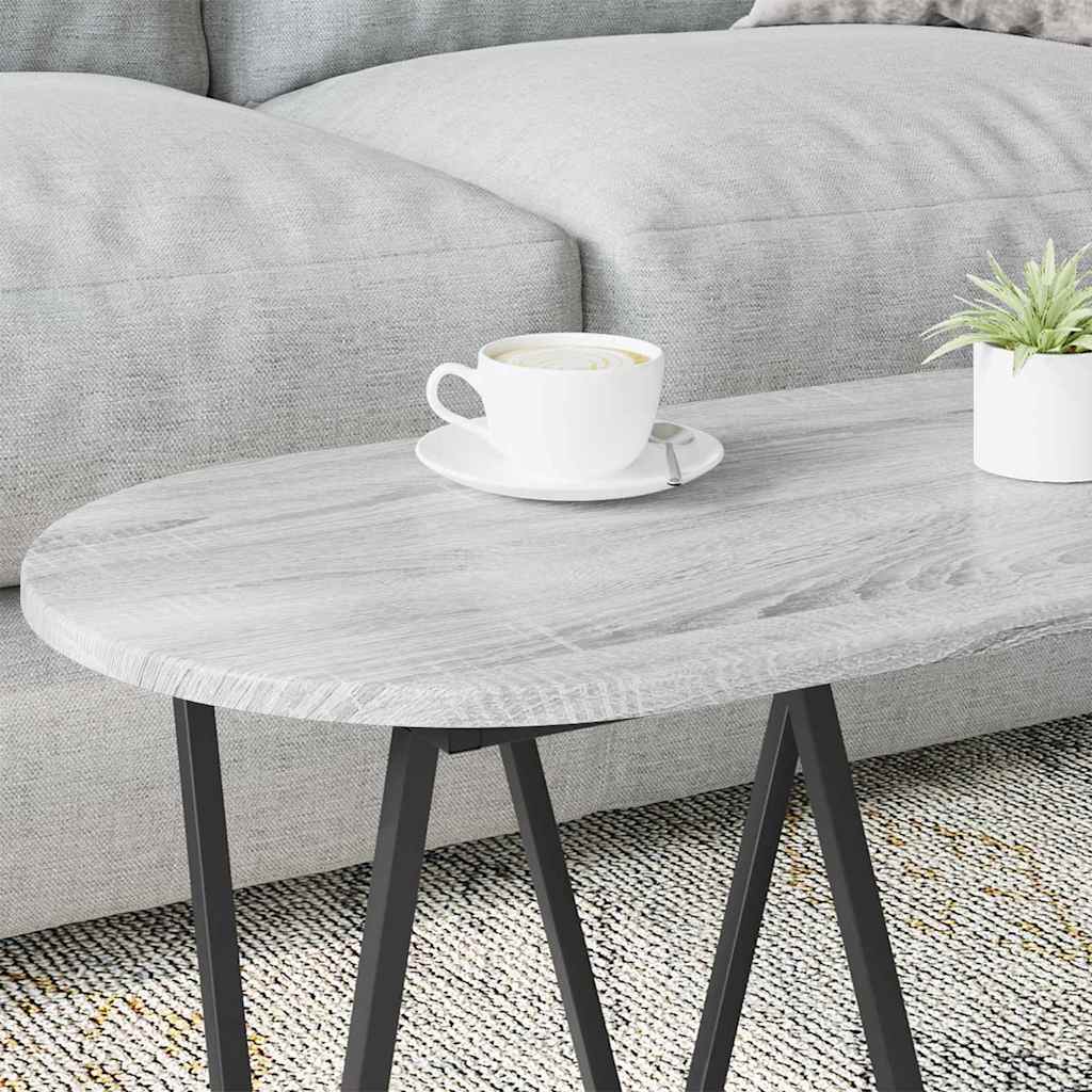 Masă de Cafea Gri 80 x 40 x 40.5 cm Lemn aranjat și metal GartenMobel Dekor