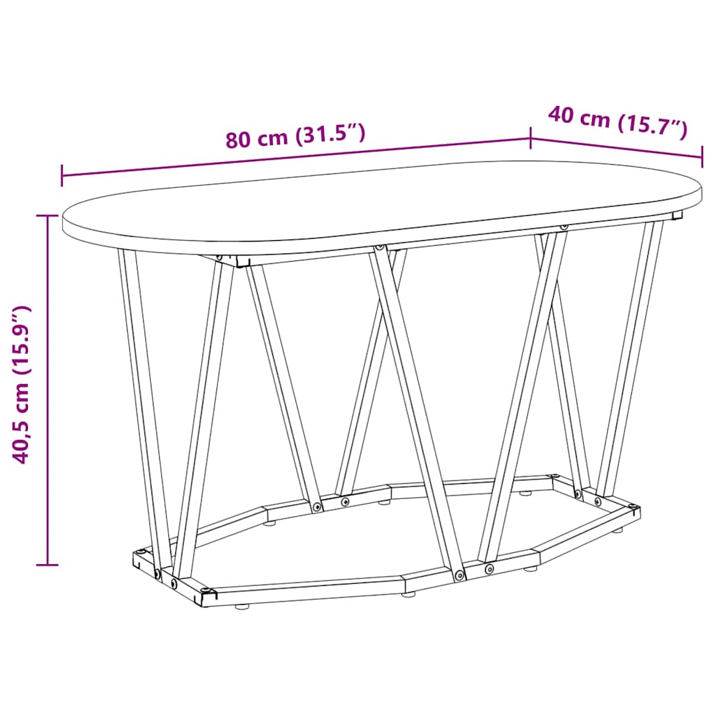 Masă de Cafea stejar artizanal 80 x 40 x 40.5 cm GartenMobel Dekor