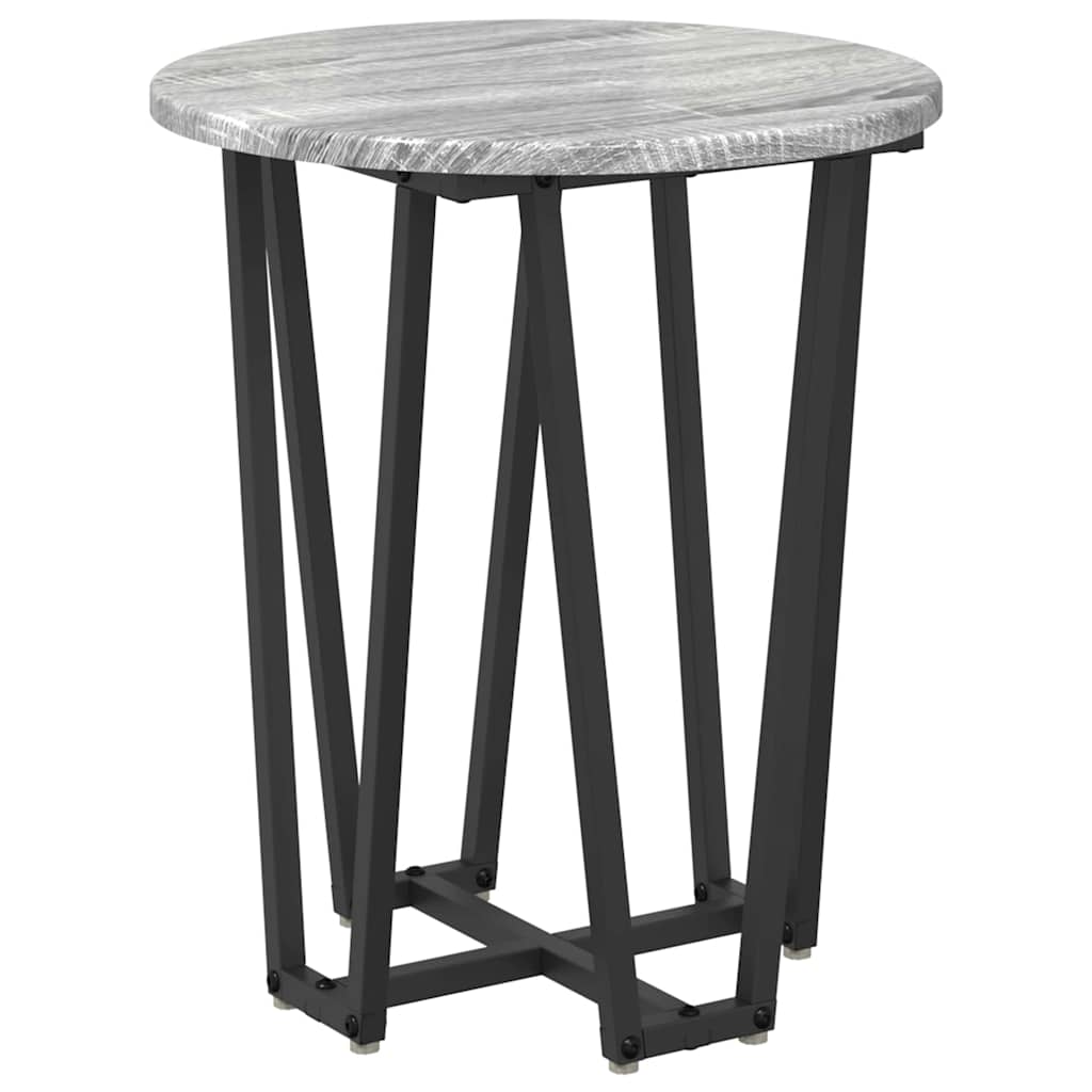 Set măsuțe laterale 2 pcs Gri sonoma și Negru 50 x 50 x 50.5 cm GartenMobel Dekor