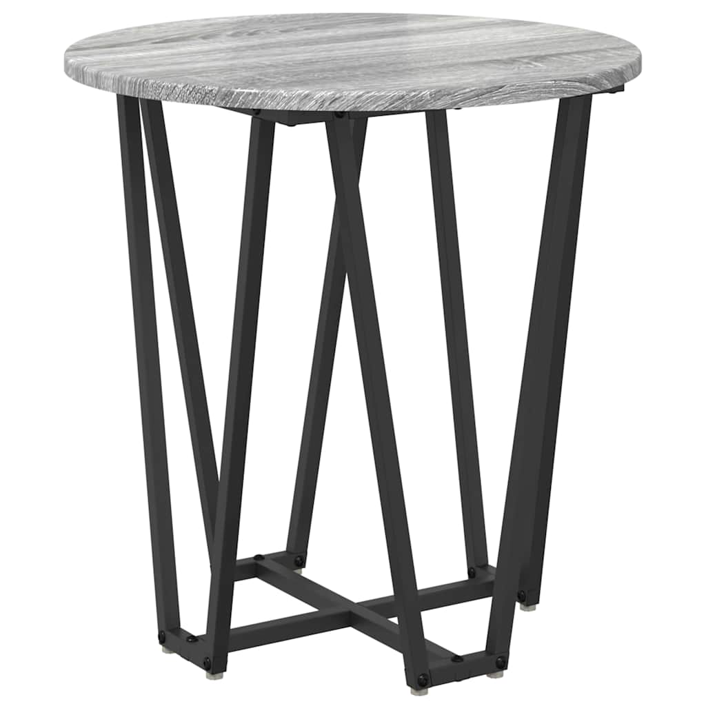 Set măsuțe laterale 2 pcs Gri sonoma și Negru 50 x 50 x 50.5 cm GartenMobel Dekor
