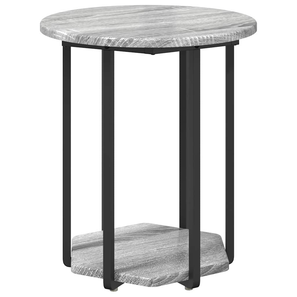 Set măsuțe laterale 2 pcs Gri sonoma și Negru 50 x 50 x 50.5 cm GartenMobel Dekor