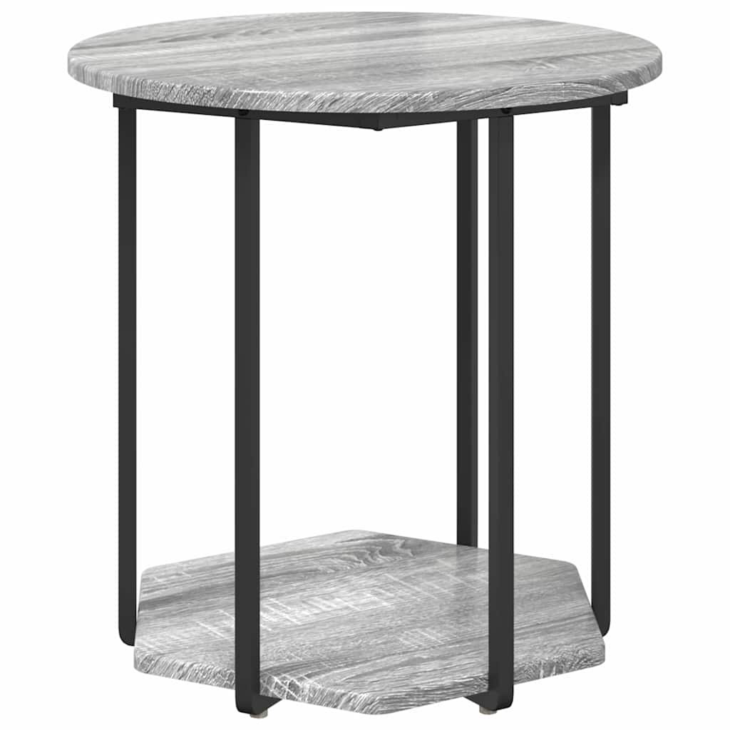Set măsuțe laterale 2 pcs Gri sonoma și Negru 50 x 50 x 50.5 cm GartenMobel Dekor