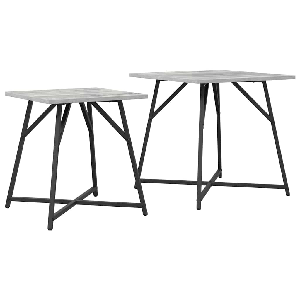 Set măsuțe laterale 2 pcs Gri sonoma și Negru 50 x 50 x 50 cm GartenMobel Dekor