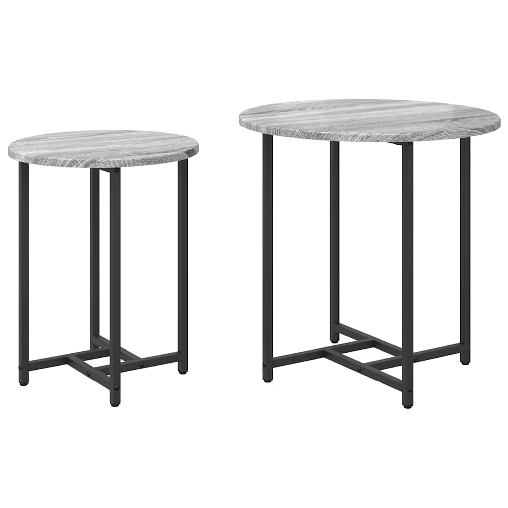 Set măsuțe laterale 2 pcs Gri sonoma și Negru 50 x 50 x 50 cm GartenMobel Dekor